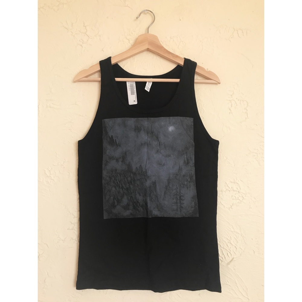 Men's Black Graphic Tank Top - Forest Square Print